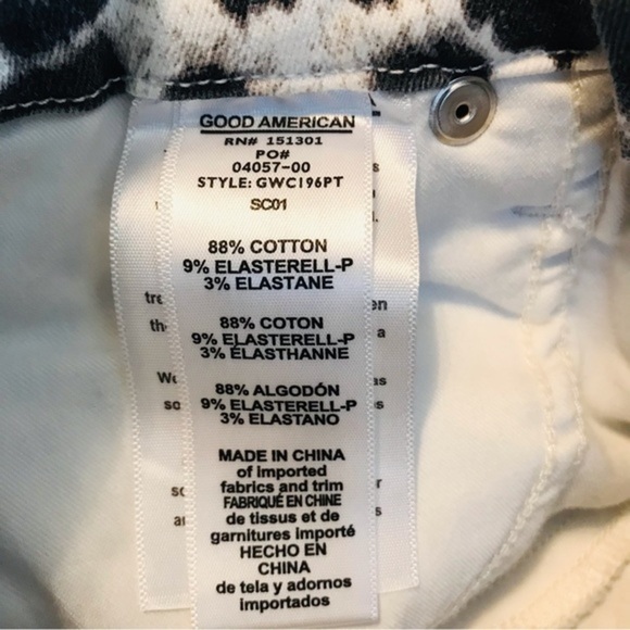 Good American Good Waist Crop Skinny Jeans White SNOW LEOPARD print size 8 29 - Picture 11 of 13
